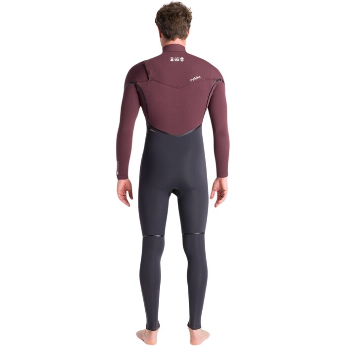 2024 C-Skins Mens NuWave Wired 4/3mm Chest Zip Wetsuit C-NWI43MCZ - Meteor / Rust x / White